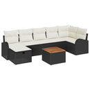 Havesofa Sæt med pude med opbevaring 8 pcs Sort polyrattan