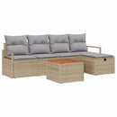 Havesofa Sæt 6 stk. Beige polyrattan