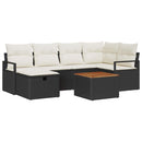 Havesofa Sæt 7 stk. Sort polyrattan