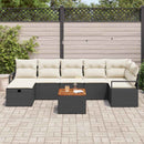 Havesofa Sæt med pude med opbevaring 8 pcs Sort polyrattan