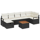 Havesofa Sæt med pude med opbevaring 8 pcs Sort polyrattan