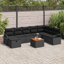 Havesofa Sæt 9 stk. Sort polyrattan