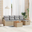 Havesofa Sæt 6 stk. Beige polyrattan