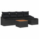 Havesofa Sæt 6 stk. Sort polyrattan