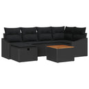 Havesofa Sæt 7 stk. Sort polyrattan