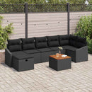 Havesofa Sæt 8 stk. Sort polyrattan