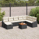 Havesofa Sæt 9 stk. Sort polyrattan