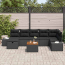 Havesofa Sæt 8 stk. Sort polyrattan