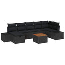 Havesofa Sæt 8 stk. Sort polyrattan