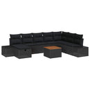Havesofa Sæt 9 stk. Sort polyrattan
