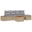 Havesofa Sæt 6 stk. Beige polyrattan