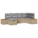 Havesofa Sæt 6 stk. Beige polyrattan