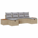 Havesofa Sæt 6 stk. Beige polyrattan