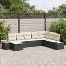 Havesofa Sæt 8 stk. Sort polyrattan