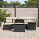 Havesofa Sæt 7 stk. Sort polyrattan