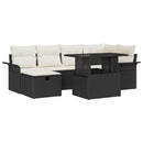 Havesofa Sæt 7 stk. Sort polyrattan