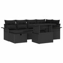 Havesofa Sæt 7 stk. Sort polyrattan