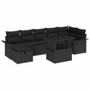 Havesofa Sæt 8 stk. Sort polyrattan