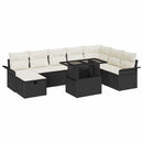 Havesofa Sæt 9 stk. Sort polyrattan