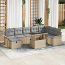 Havesofa Sæt 9 stk. Beige polyrattan