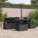 Havesofa Sæt 6 stk. Sort polyrattan