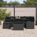 Havesofa Sæt 7 stk. Sort polyrattan