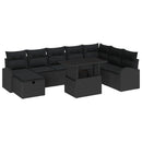 Havesofa Sæt 9 stk. Sort polyrattan