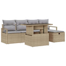 Havesofa Sæt 6 stk. Beige polyrattan