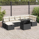 Havesofa Sæt med pude med opbevaring 8 pcs Sort Poly rattan