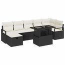 Havesofa Sæt med pude med opbevaring 8 pcs Sort Poly rattan
