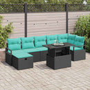 Havesofa Sæt med pude med opbevaring 8 pcs Sort Poly rattan