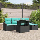 Havesofa Sæt med pude med opbevaring 6 pcs Sort Poly rattan