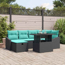 Havesofa Sæt med pude med opbevaring 7 pcs Sort Poly rattan
