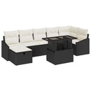 Havesofa Sæt med pude med opbevaring 8 pcs Sort Poly rattan