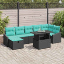 Havesofa Sæt med pude med opbevaring 8 pcs Sort Poly rattan