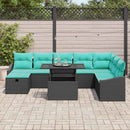 Havesofa Sæt med pude med opbevaring 9 pcs Sort Poly rattan