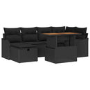 Havesofa Sæt 7 stk. Sort polyrattan