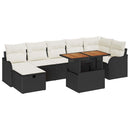 Havesofa Sæt med pude med opbevaring 8 pcs Sort polyrattan