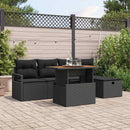 Havesofa Sæt 6 stk. Sort polyrattan