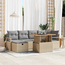 Havesofa Sæt 7 stk. Beige polyrattan