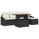 Havesofa Sæt med pude med opbevaring 6 pcs Sort polyrattan