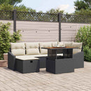 Havesofa Sæt 7 stk. Sort polyrattan