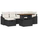 Havesofa Sæt 7 stk. Sort polyrattan