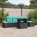 Havesofa Sæt 6 stk. Sort polyrattan