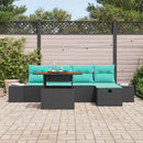 Havesofa Sæt 6 stk. Sort polyrattan