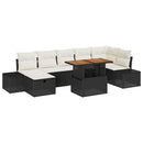 Havesofa Sæt med pude med opbevaring 8 pcs Sort polyrattan