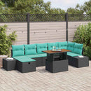 Havesofa Sæt 8 stk. Sort polyrattan