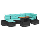 Havesofa Sæt 8 stk. Sort polyrattan