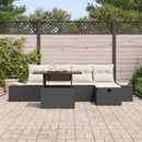 Havesofa Sæt med pude med opbevaring 6 pcs Sort polyrattan