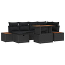 Havesofa Sæt 7 stk. Sort polyrattan
